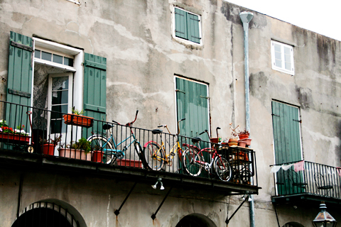 Balcony bikes in New Orleans. Photography copyright Lindsay Benson Garrett.
