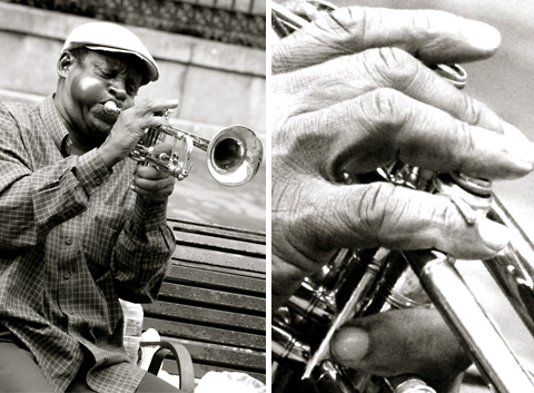 Trumpeter in Jackson Square. Photography copyright Lindsay Benson Garrett.