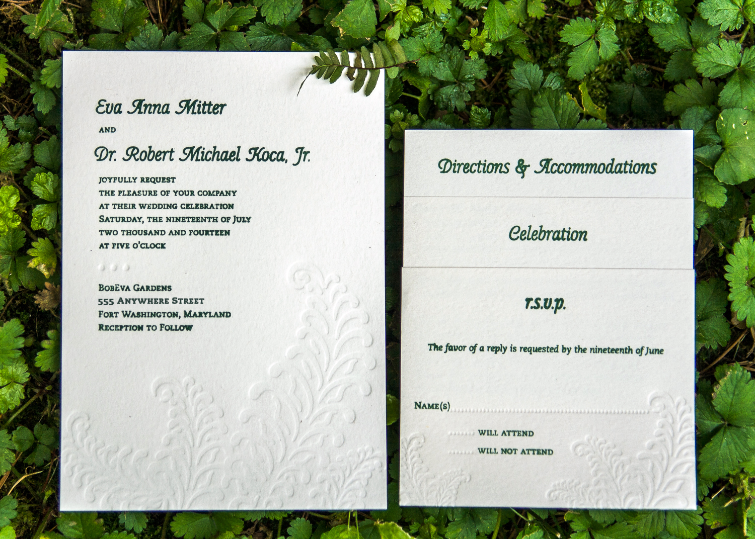 Letterpressed wedding invitations by Lindsay Benson Garrett