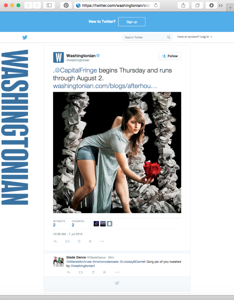 Washingtonian Magazine tweet about Capital Fringe